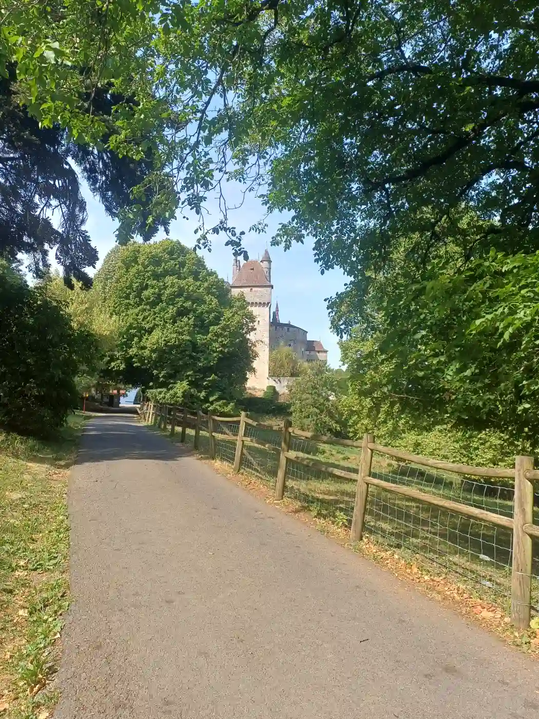 Parking du château de Menthon-Saint-Bernard le long de l'allée